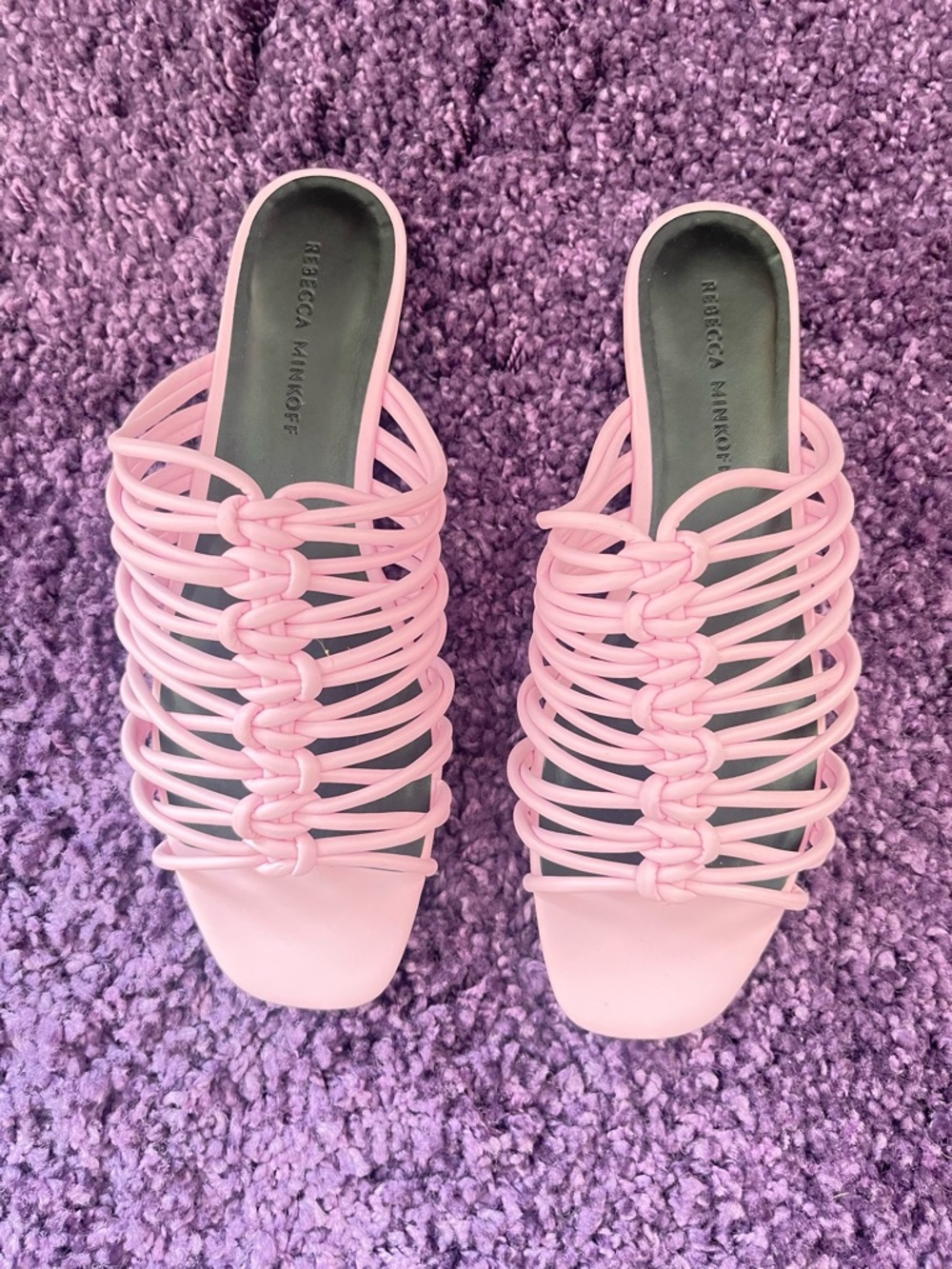 Rebecca Minkoff Light Pink Strappy Knot Slide Mules new never worn size 8.5